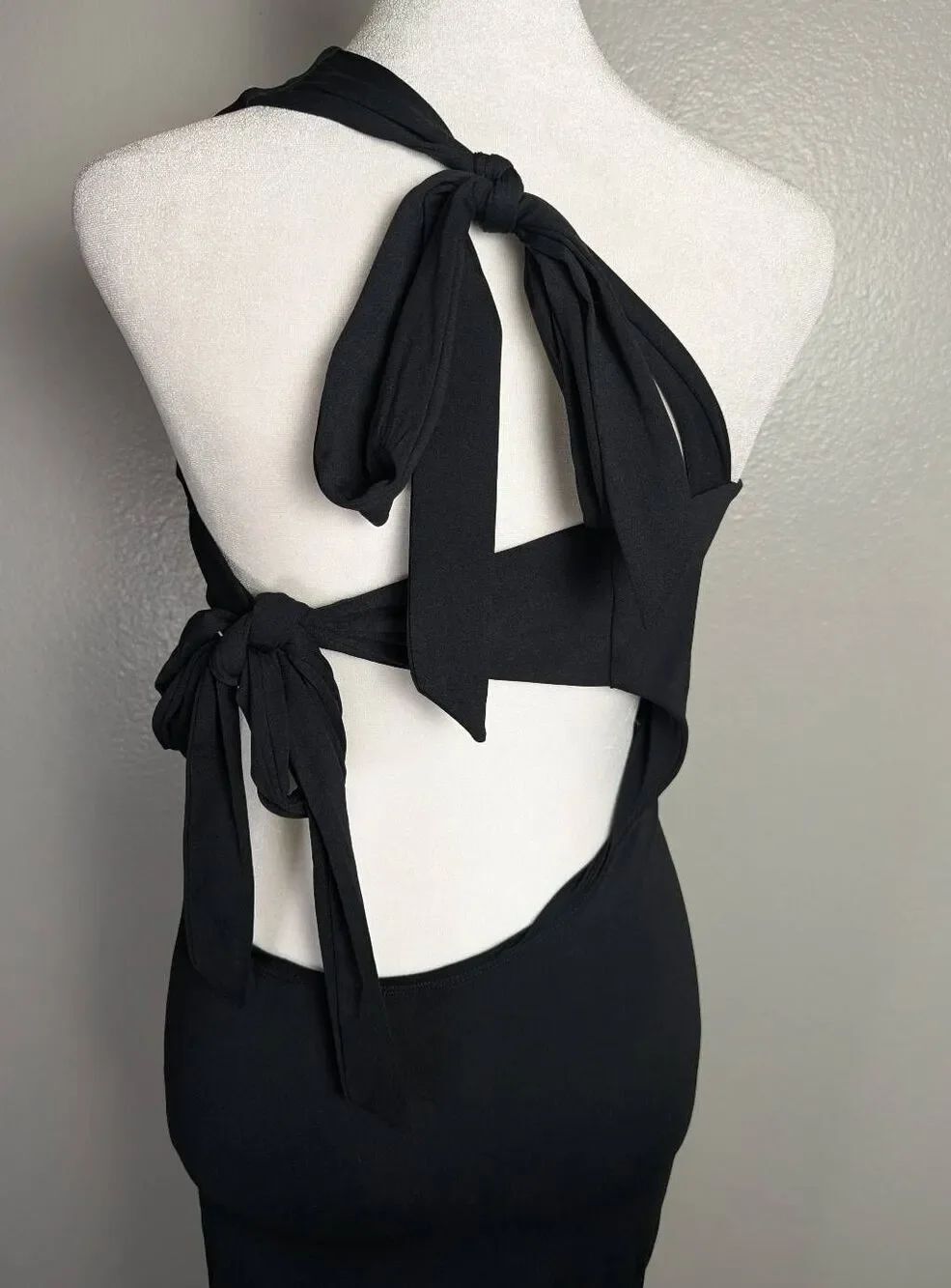 KHY by Kylie black smooth stretch one shoulder midi Bodycon cutout dress S - Picture 4 of 6